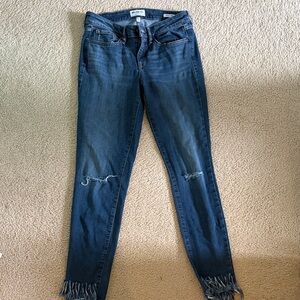 William Rast Dark Indigo Distressed Skinny Jeans with Frayed Hem